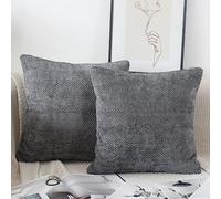 NIULAA Grey Cushion Covers 45 x 45 Soft Indoor Cushion Covers 18x18 Set of 2 Modern Stripe Pillow Covers Square Decorative Scatter Cushions for Sofa Bed Living Room