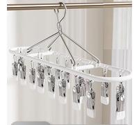 Niulab Sock Dryer with 20 Pegs Clothes Drying Hanger with Clips Sock Peg Hanger for Washing Line, Drip Airer Hanging Sock Rack for Socks, Underwear, Bras, Baby Clothes (White)