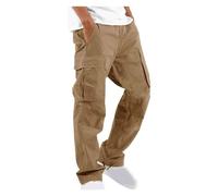 NIULI Cargo Trousers Men's Stretch Dungarees Men's Vintage Jeans Overall Dungarees Leisure Dungarees with Pockets Baggy Denim, S-5XL (Khaki, XXL)