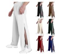 NIULI Rehab Pants For Women And Men That Can Be Opened At The Side, Baggy Training Pants With A Side Zipper On The Leg, Wide Leg Quick-fuck Sports Leisure Wide Jogging Pants, Casual(White,3XL)