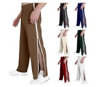 NIULI Rehab Pants For Women And Men That Can Be Opened At The Side, Training Pants With A Side Zipper On The Leg, Wide Leg Quick-fuck Pants, Wide Jogging Pants, Sportswear(Light brown,3XL)