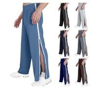 NIULI Rehab Pants For Women And Men That Can Be Opened At The Side, Wide Jogging Pants With A Side Zip On The Leg, Baggy Wide-leg Sports Pants, Loose, Casual Leisure Pants With A Pocket(Blue,XXL)