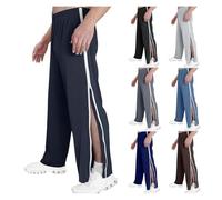 NIULI Rehab Pants For Women And Men That Can Be Opened At The Side, Wide Jogging Pants With A Side Zip On The Leg, Baggy Wide-leg Sports Pants, Loose, Casual Leisure Pants With A Pocket(Navy blue,L)