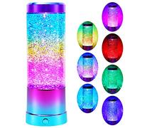 Niulife Purple Glitter Lamps, Automatic Color Changing Liquid Lamps, USB Power/Battery Operated Mood Lighting, Room Home Decor Rainbow Lamps Gift for Girls Teens Women Halloween Christmas Decoration
