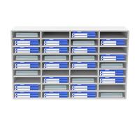 NiuLifeya 36 Compartments Literature Organizer, Desktop File Holder, Office Mailbox, Mail Sorter, Adjustable Shelves, Semi-Open Design, Document Storage Rack for Home, Classroom, Office, White