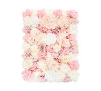 NiuLifeya 6pcs Artificial Flower Wall Panels, 24x16 Inch Silk Fabric Flower Wall Backdrop with Fall Color Dahlia Rose Hydrangea, for Wedding Party and Home Decor, Pink White