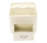 NiuLifeya Metal Bread Bin, 2 Layer Large Capacity Bread Storage Box Breads Fresh Keeper Organizer with 1 Drawer, for Storing Breads, Pastries, Doughnuts, Cookies, 30 x 20.5 x 26.5cm (Milky White)