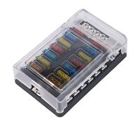 NiuLumea 12V Fuse Box with LED Indicator Cover and 24-Piece Fuse Set, for Marine Fuse Block Boats Yachts Ships, 32V DC 100A Panel, for Plastic for Black 140x90x40 for mm