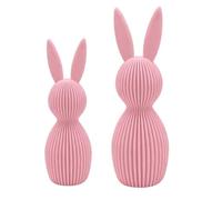 NiuLumea 2 Pack 3D Printed Easter for Rabbit Figurines, Nordic Style Striped Bunny Statues Home Decoration, 11cm and 16cm for Plastic Ornaments