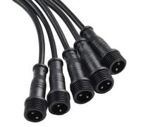 NiuLumea 2-Pin IP65 Waterproof Connector 0.3mm 22AWG Cable Pair, Male and Female, Black, UL94V-0 Fireproof, 3A 300V, 15mm Nut, 20cm Wire Length