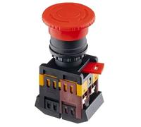 NiuLumea 22mm Red Mushroom Head E-Stop Switch | 1NO+1NC Self-Latching Pushbutton | 380V 10A Silver Alloy Contacts | Flame Retardant Machinery, Automotive, for Marine