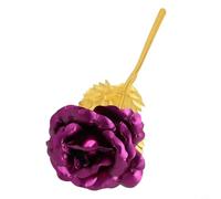 NiuLumea 24K Gold Plated Artificial Rose, Realistic Foil Flower for Wife Girlfriend, Elegant Home Decor for Valentine Mother Day Wedding Anniversary Red(Purple)