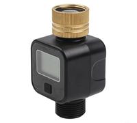 NiuLumea 3/4"" Brass Water Flow Meter Sensor, LCD Screen Flow Controller for BSP and NH Threads, Home Gardening and Water Monitoring(A)