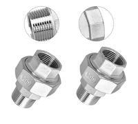 NiuLumea 304 Stainless Steel Threaded Connector for Piping Applications, Internal/External Union Joint, DN8-DN25 (1/4 to 1 Inch), Compatible with Municipal Engineering, Shipbuilding, Petrochemical Sys