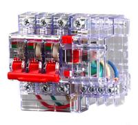 NiuLumea 3P Transparent DZ47LE Series Circuit Breaker 6A-63A Residual Current Device Leakage Overload Short Circuit for Protection Red(20A)