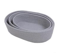 NiuLumea 3PCS Cotton Rope Storage Baskets Set, Nestable Organiser Bins Toys Snacks, Desktop Shelf Organization Home Office Bedroom Bathroom Living Room, White Khaki Gray(grey)
