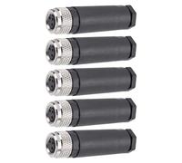 NiuLumea 5-Piece M8 3-4 Pin Female Aviation Connector, IP67 Waterproof, PA66 Shell Industrial Applications, -40 to +105, Screw Terminal Field Assembly