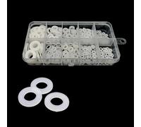 NiuLumea 500 Pcs White Nylon Flat Washers Assorted M2-M8 Set for Electrical, Automotive, for Marine Applications - 7 Sizes Including M2, M3, M5, M6, M8