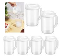 NiuLumea 6 Pack for Mini Pitchers, 20 oz Pouring Containers with Ergonomic Handle and Anti-Spill Spout, Food-Grade for PP Plastic, White