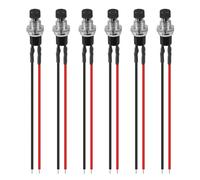 NiuLumea 6Pcs 7mm Momentary Push Button Switch SPST 2 Pin for Round Contact Switch Industrial Control, Model Railways, for Red Black