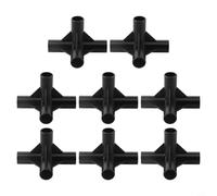 NiuLumea 8pcs Black PE 4-Way Pipe Connectors for Plant Support, Greenhouse Frame and Tent Structure Assembly, Compatible with 8/12/16/19mm Tubes for DIY Indoor or Outdoor Gardening Projects(19mm)