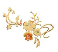 NiuLumea Acrylic 3D Mirror Flower Wall Sticker Removable Mural Decal DIY Home Decor for Sofa Dining Room Wardrobe Gold 40x60cm(Gold)