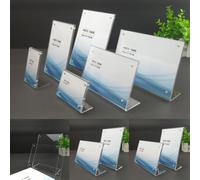 NiuLumea Acrylic Photo Frame for Photos, Postcards and Signs - Transparent Tabletop Display Holder with Suction Fixtures, 6x9cm to 12.8x17.8cm