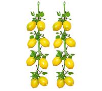 NiuLumea Artificial Lemon String 52 cm, PU Simulation Fruit Decor for Garden Wall Home Restaurant Hotel Display, 8 Lemons per String, 2 Pack