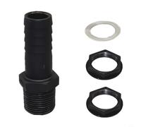 NiuLumea Black Plastic Water Butt Overflow Connector 1in Fits Standard Overflow Pipe Includes Washer and Nut for Rain Tank(25)