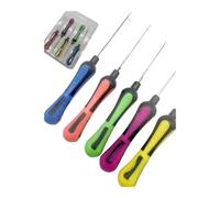 NiuLumea Carbon Steel Carp Fishing Boilie Needle Set Kit with Drill Stix Stringer, 5pcs for Pellets Meat Corn Bait, Purple Green Yellow Red Blue, Compatible with Carp Angling Accessories