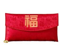 NiuLumea Chinese Wedding Red Envelope, Traditional Brocade Fabric Bag with Intricate Dragon Embroidery and Snap Closure Tea Ceremony