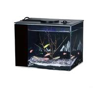 NiuLumea Desktop Fish for Tank with Self-Cleaning Filter System and Dimmable Lamp, 160L/H Circulation Aquarium Kit Small Spaces, Black(S)