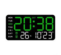 NiuLumea Digital LED Alarm Clock for Wall or Table with Temperature Date Week Display, Voice Activated Screen, 5-Level Brightness Adjustment, USB Cable or AAA Battery(E)