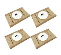 NiuLumea Dining Table Mats Kitchens and Restaurants, 4 Pack, Jute Material, Heat and Scratch for Protection, Fan Shape Design, 45x30cm, BeigeBlackKhakiMixed Rice