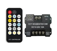 NiuLumea Dual Color Temperature Controller 2-Wire and 3-Wire LED Light Strips, CCT Segment Dimmer with 17-Key RF Remote, DC 12V-24V, 120W240W Output