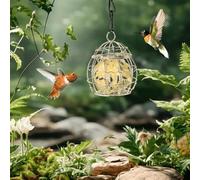 NiuLumea Fat Ball Bird Feeder for Outdoor Use, Metal Suet Feeder with Hanging Chain, Rust- Gold Finish, 4 Pack (9.5 x 7 cm)