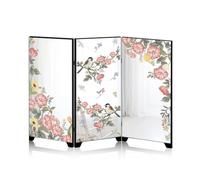 NiuLumea Foldable Chinese Style Mirror Screen, Acrylic Tabletop Decoration with Cultural Aesthetic, Compact Ornament Shelf Desk Display, for Black 23x11cm