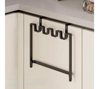 NiuLumea Foldable Kitchen Trash Bag Holder, Hanging Cabinet for Door Mounted Storage Bin, for Large Opening Easy Disposal, Sturdy Iron Construction, Black/White