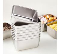 NiuLumea for Stainless Steel Containers 13.5x10.5x5.8cm, Airtight Food Storage Boxes with Lids, Microwave & Dishwasher Safe, 10 Pcs, Silver