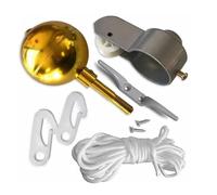 NiuLumea Gold Plated Flagpole Accessory Kit with 3" Ball Ornament, Cast Aluminum for Truck, 11m Polyester Halyard Rope & Nickel-Plated Swivel Hook for 2" OD Poles