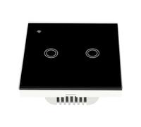 NiuLumea Light Switch 2 Gang, Touch Wall Switch Alexa and for Life App, VoiceAPP Control, 10A AC 100-250V, 2000W, No Neutral Wire Required, Tempered Glass Panel, Fire Retardant, Tuya