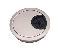 NiuLumea Metal Desk Grommet Cable Hole Cover for Table Wire Management, 50mm 60mm 80mm Chrome Brushed Finish, Zinc Alloy Anti-Rust Cable Tidy with Non-Slip Base