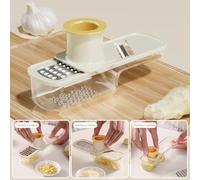 NiuLumea Mini Garlic Slicer for Kitchen - Multi-Functional Veggie Chopper with Built-in Container, Compact Design, Plastic, White/Green