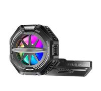 NiuLumea Mobile Phone Cooler with for Dual Semiconductor Cooling Chips, RGB Light & Digital Temp Display, 4-Speed Fan Smartphones 6.5-8.5 cm - Black