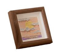 NiuLumea Photo Frame 4/5/6 Inch Square for Table Display, Hollow Oil Pastel Style, Resin & MDF Construction, Artistic Desktop Picture Frame, No Painting Included