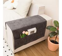 NiuLumea Polyester Sofa Armrest Cover 60x110cm Slip-On Protective Couch Handrail Cloth for Living Room Decoration (Black and Grey)