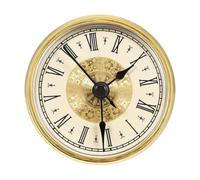 NiuLumea Quartz Clock Movement Insert 70mm with Roman Arabic Numerals DIY Clock Repair, Gold Silvery Trim, for 70mm Face