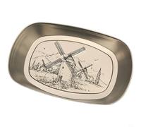 NiuLumea Retro Tinplate Serving Platter, Vintage Style Fruit and Snack Tray, Lightweight Metal Candy Dish for Home Kitchen Office, Silver 20x14x3cm(B)
