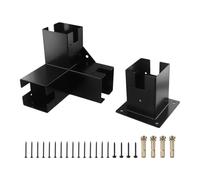 NiuLumea Right Angle Corner Bracket with Pergola Post Base for Wood Beams, 3-Way 8.58" Steel and Aluminum Alloy Connector, for Black, for Outdoor Terraces, Lawns, Verandas