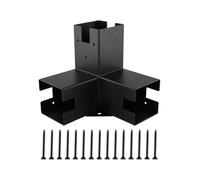 NiuLumea Right Angle Corner Bracket with Pergola Post Base for Wood Beams, 3-Way Support with Flange, Steel and Aluminum Alloy, for Black, for Outdoor Gazebo Canopy Terrace